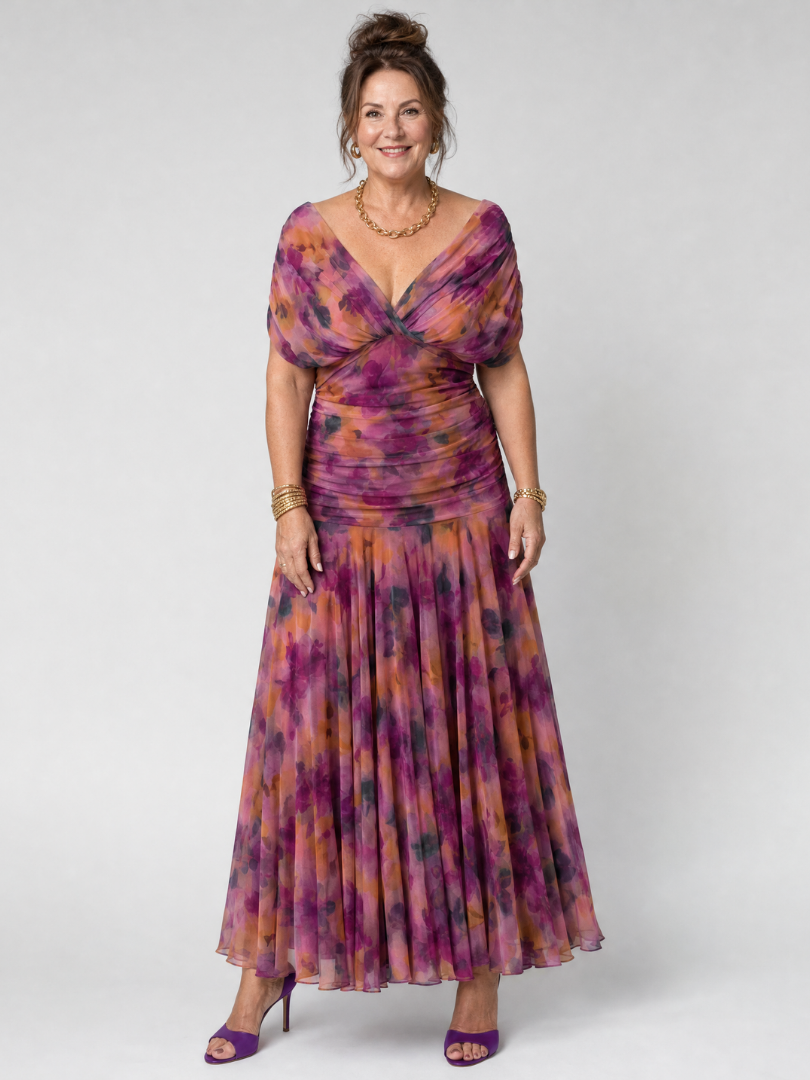 Calen | Robe Midi Décontractée à Epaule Dénudée