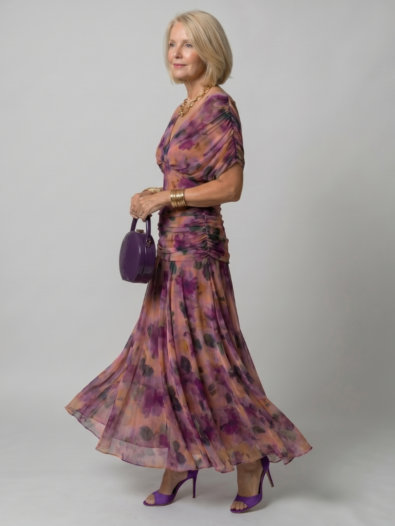 Calen | Robe Midi Décontractée à Epaule Dénudée