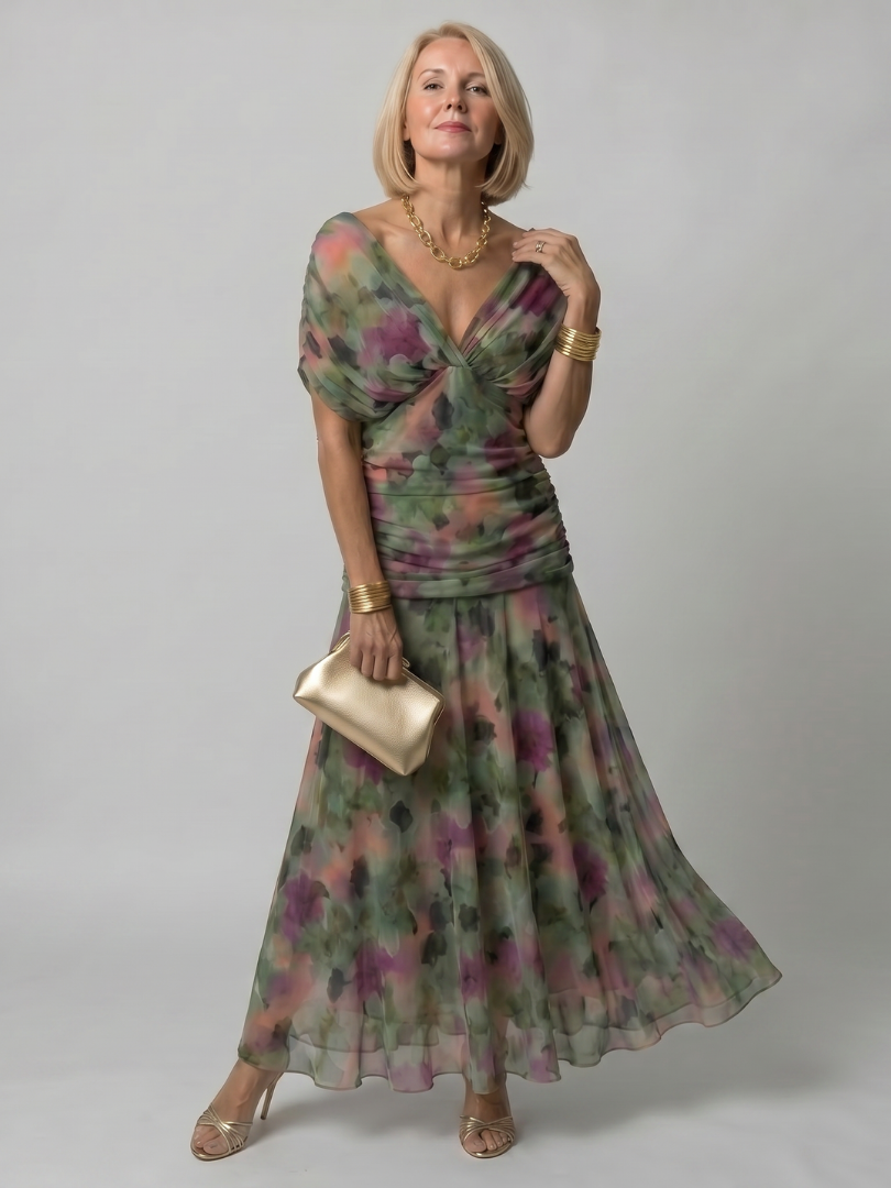Calen | Robe Midi Décontractée à Epaule Dénudée