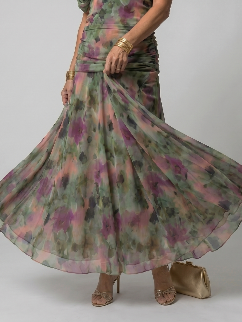 Calen | Robe Midi Décontractée à Epaule Dénudée