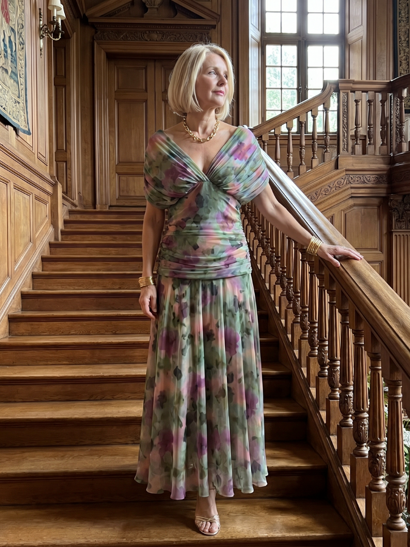 Calen | Robe Midi Décontractée à Epaule Dénudée