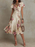 Alba™ | Robe midi en satin élégante de style rétro avec motif floral