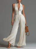 Zsófia | Combinaison en Chiffon Blanc Plissé